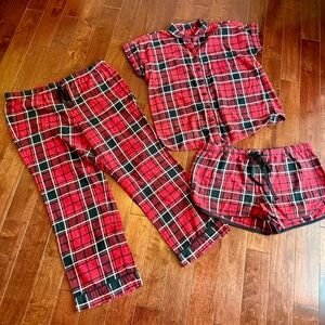 LOFT Red Flannel Cotton Pajama Set L